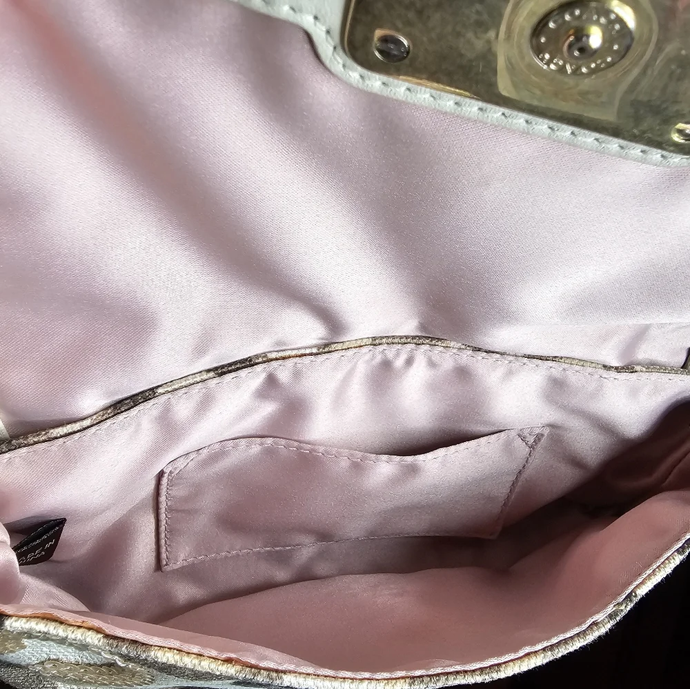 Coach Kristin Embellished Large Clutch Art Deco OP  Leather Multi Tan print EUC - Picture 7 of 16
